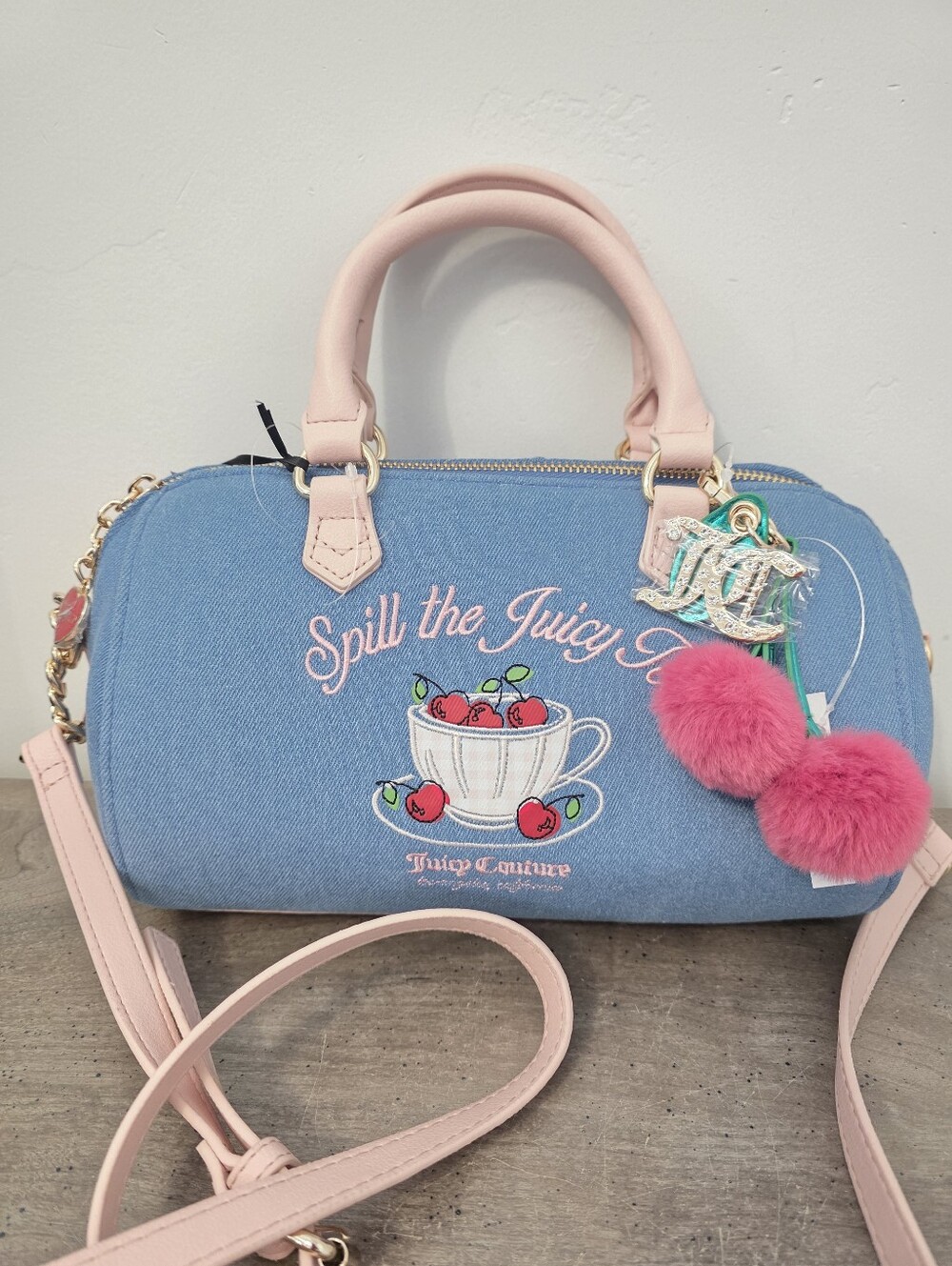 Juicy Couture Spill The Juicy Tea Denim Crossbody Bag Sweet tea party denim bag